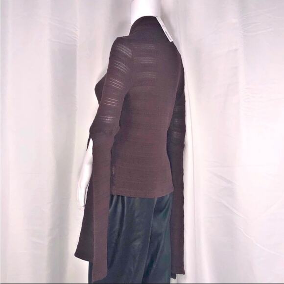 LA Made xRevolve Brown Semi-sheer Stripe Bat-wing Knit Mock Neck Sweater SzS - Picture 4 of 16